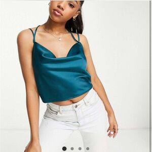 Elegant Teal Satin Cami Top